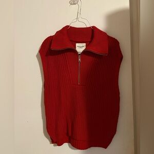 Abercrombie, red quarterzip sweater vest